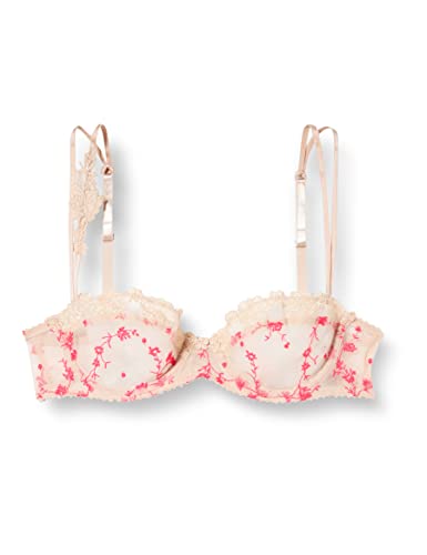 Passionata WHITE NIGHTS, Balconnet Außenträger-BH, Damen Unterwäsche, Dune/Pink Fluo, 75B von Passionata