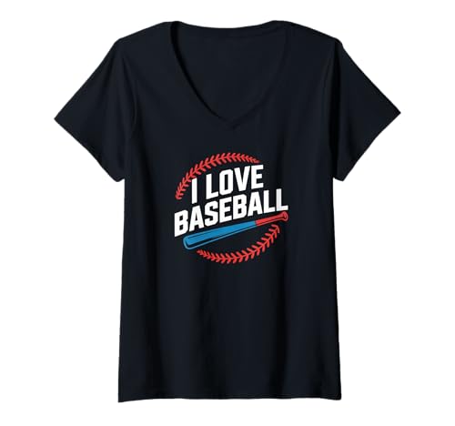 Damen Ich Liebe Baseball Sports Enthusiast Classic T-Shirt mit V-Ausschnitt von Passionate Baseball Fan Lifestyle Apparel