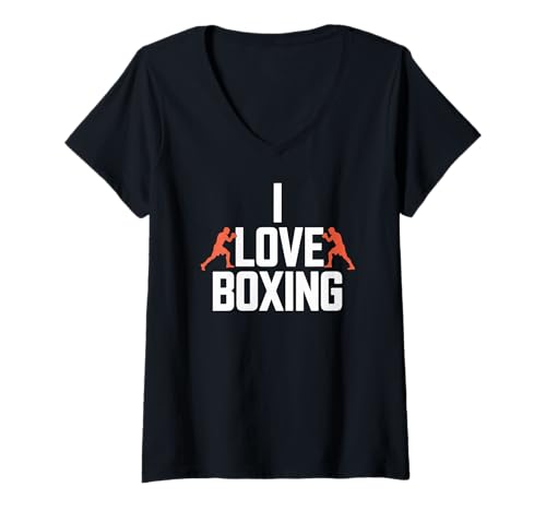 Damen Bringen Sie Ihre Leidenschaft mit I Love Boxing zum Ausdruck T-Shirt mit V-Ausschnitt Damen Bringen Sie Ihre Leidenschaft mit I Love Boxing zum Ausdruck T-Shirt mit V-Ausschnitt von Passionate Boxing Enthusiasts Unite