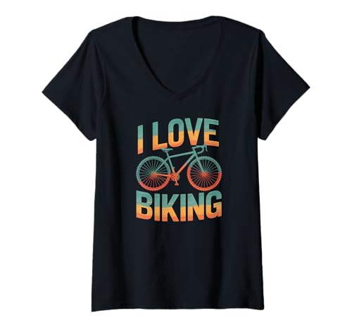 Damen Ich Liebe Fahrradbegeisterte, das Fahrradleben T-Shirt mit V-Ausschnitt Damen Ich Liebe Fahrradbegeisterte, das Fahrradleben T-Shirt mit V-Ausschnitt von Passionate Cyclists Enthusiasts Bicycle