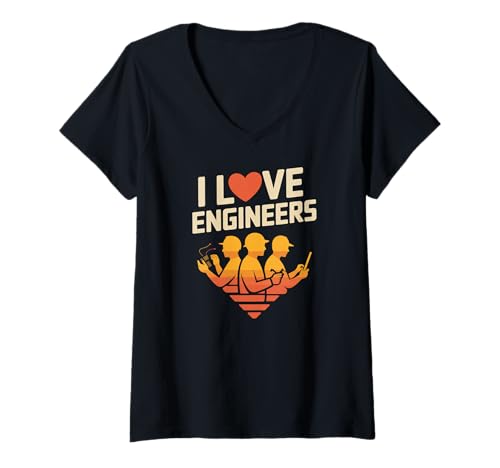 Damen Ich Liebe Ingenieure, Wertschätzung, Design T-Shirt mit V-Ausschnitt Damen Ich Liebe Ingenieure, Wertschätzung, Design T-Shirt mit V-Ausschnitt von Passionate Engineering Enthusiasts Unite