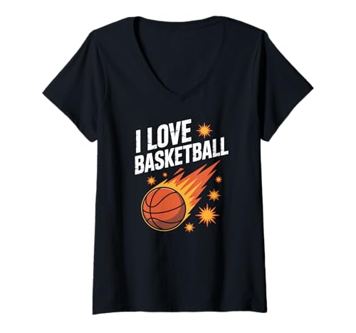 Damen Ich Liebe Basketball Explosive Slam Dunk Passion T-Shirt mit V-Ausschnitt von Passionate Enthusiastic Basketball Lovers