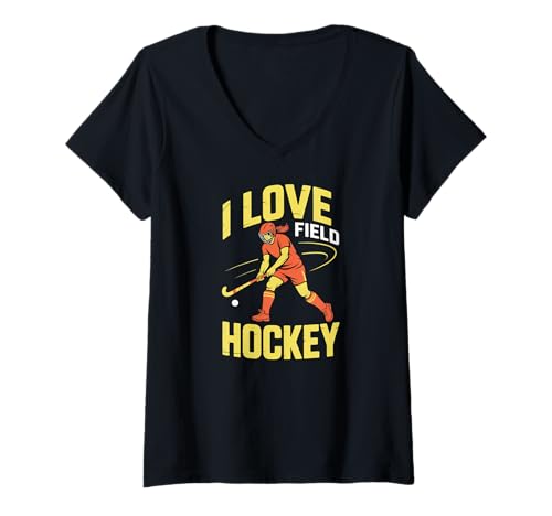 Damen Ich Liebe Field Hockey Sports Passion T-Shirt T-Shirt mit V-Ausschnitt Damen Ich Liebe Field Hockey Sports Passion T-Shirt T-Shirt mit V-Ausschnitt von Passionate Field Hockey Enthusiasts Apparel