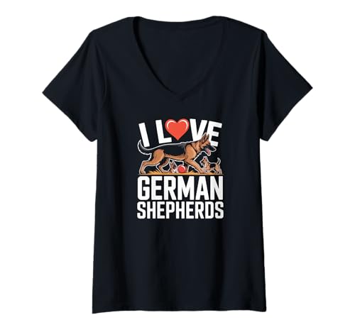 Damen „Ich Liebe Deutsche Schäferhunde“ — leidenschaftliche Aussage T-Shirt mit V-Ausschnitt Damen „Ich Liebe Deutsche Schäferhunde“ — leidenschaftliche Aussage T-Shirt mit V-Ausschnitt von Passionate German Shepherd Lovers United