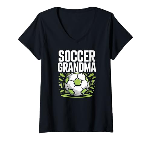 Damen Fußball-Oma Sport-Enthusiasten-Design T-Shirt mit V-Ausschnitt Damen Fußball-Oma Sport-Enthusiasten-Design T-Shirt mit V-Ausschnitt von Passionate Grandmother Soccer Fans United