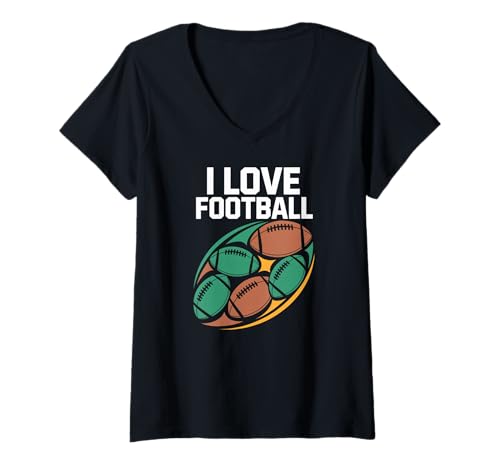Damen Ich Liebe Fußball, Sport, Leidenschaft, Design T-Shirt mit V-Ausschnitt Damen Ich Liebe Fußball, Sport, Leidenschaft, Design T-Shirt mit V-Ausschnitt von Passionate Gridiron Enthusiast Fan