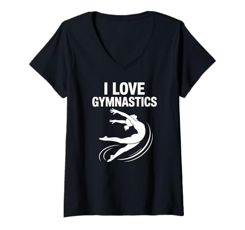Damen Ich Liebe Gymnastics Enthusiast Spirit T-Shirt mit V-Ausschnitt Damen Ich Liebe Gymnastics Enthusiast Spirit T-Shirt mit V-Ausschnitt von Passionate Gymnastics Enthusiasts