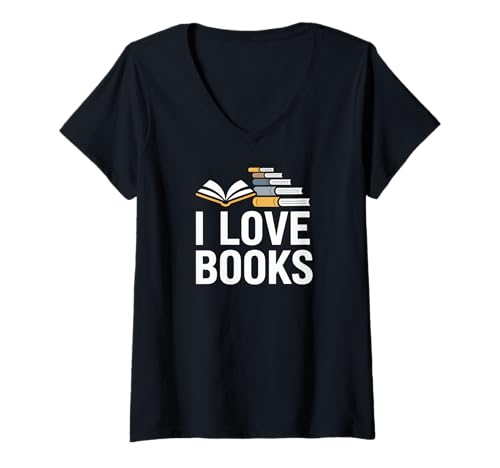 Damen Ich Liebe Bücherlese-Enthusiast T-Shirt mit V-Ausschnitt Damen Ich Liebe Bücherlese-Enthusiast T-Shirt mit V-Ausschnitt von Passionate Reader Literature Lovers