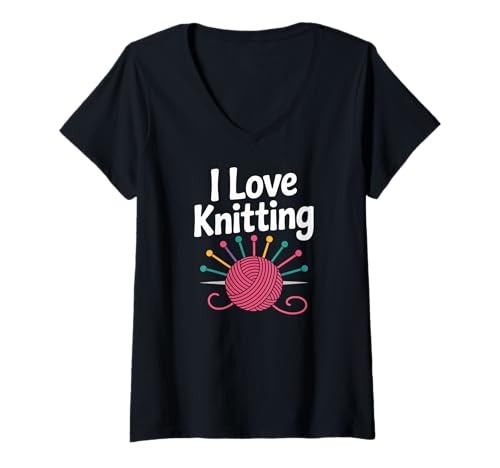 Damen Ich Liebe Strickgarn Enthusiast Delight T-Shirt mit V-Ausschnitt Damen Ich Liebe Strickgarn Enthusiast Delight T-Shirt mit V-Ausschnitt von Passionate Yarn Crafting Enthusiasts
