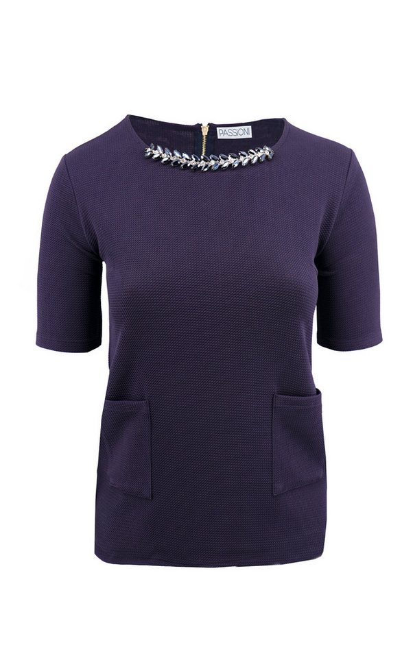 Passioni Blusentop Locker Geschnittenes Kurzarm-Top mit Ketten-Detail am Ausschnitt Passioni Blusentop Locker Geschnittenes Kurzarm-Top mit Ketten-Detail am Ausschnitt von Passioni
