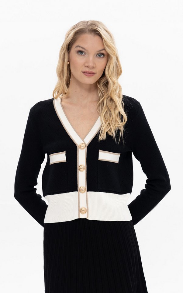 Passioni Cardigan Cropped mit Kontrast-Details von Passioni