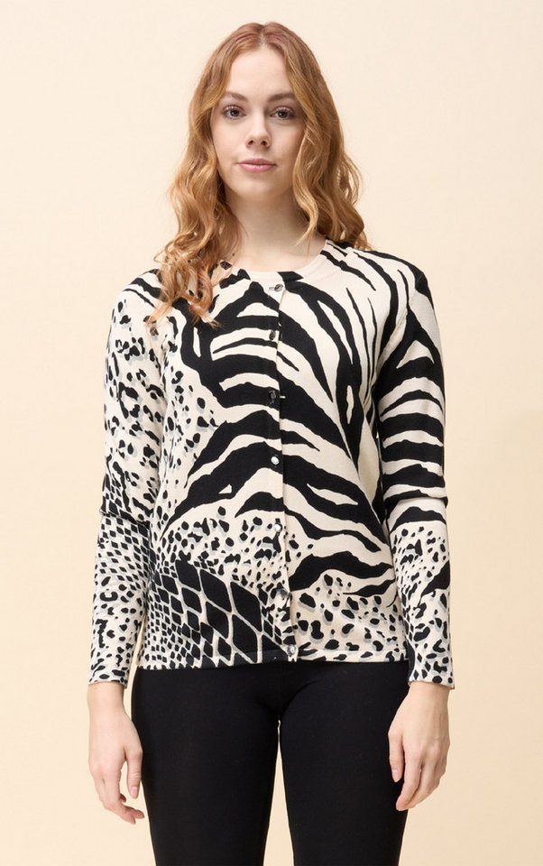 Passioni Cardigan Twinset im grafischen Animalprint von Passioni