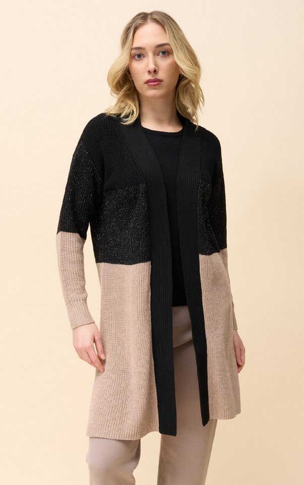 Passioni Cardigan Lang mit Farbblock von Passioni