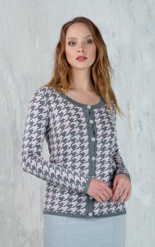 Passioni Cardigan mit Hahnentrittmuster und Perlenknöpfen von Passioni