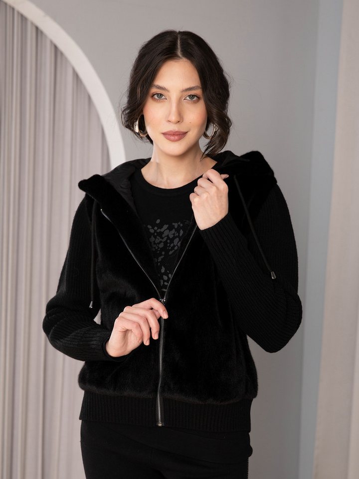 Passioni Fellimitatjacke Übergangsjacke mit Kunstfellfront von Passioni