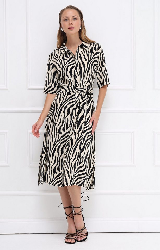 Passioni Hemdblusenkleid mit Zebra-Print von Passioni