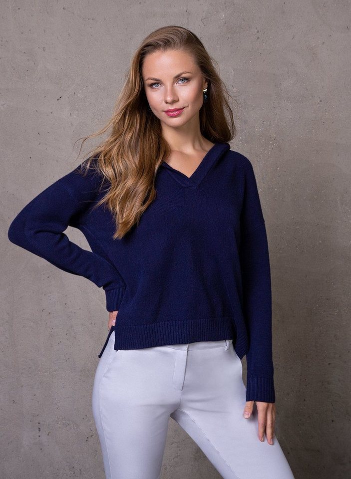 Passioni Kapuzenpullover Sportiver Kapuzenpullover in Boxy-Form mit V-Ausschnitt von Passioni