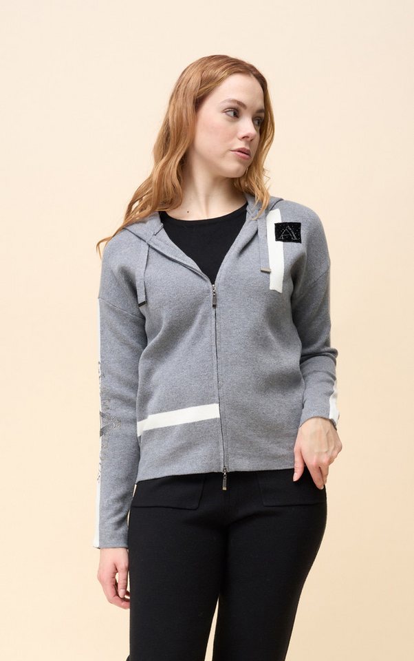Passioni Kapuzenstrickjacke Passioni Strickjacke mit Colourblocking und Strass Details mit Kapuze, Colourblocking, Strasssteine, Glitzer Passioni Kapuzenstrickjacke Passioni Strickjacke mit Colourblocking und Strass Details mit Kapuze, Colourblocking, Strasssteine, Glitzer von Passioni
