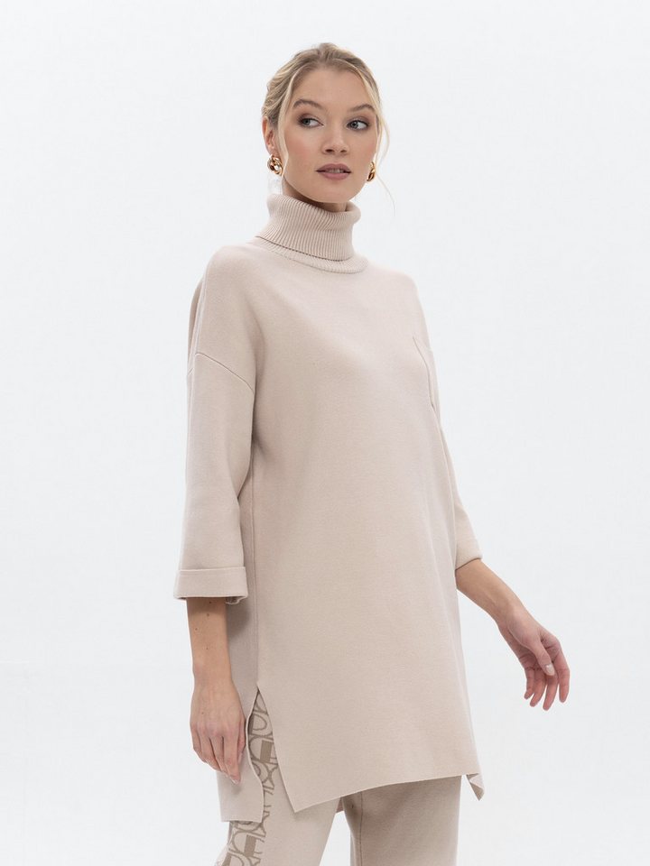 Passioni Longpullover mit Rollkragen und Seiten-Schlitz von Passioni