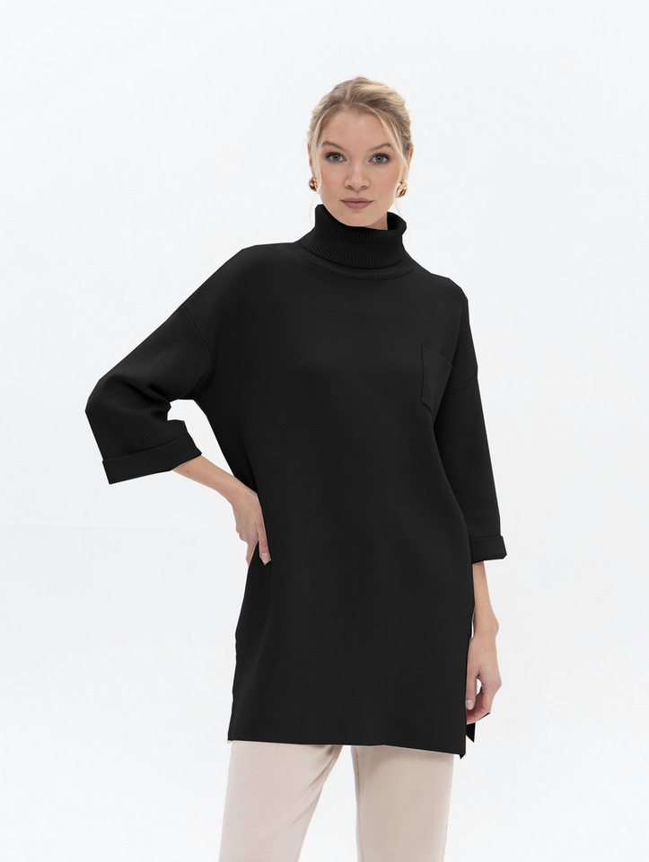 Passioni Longpullover mit Rollkragen und Seiten-Schlitz von Passioni