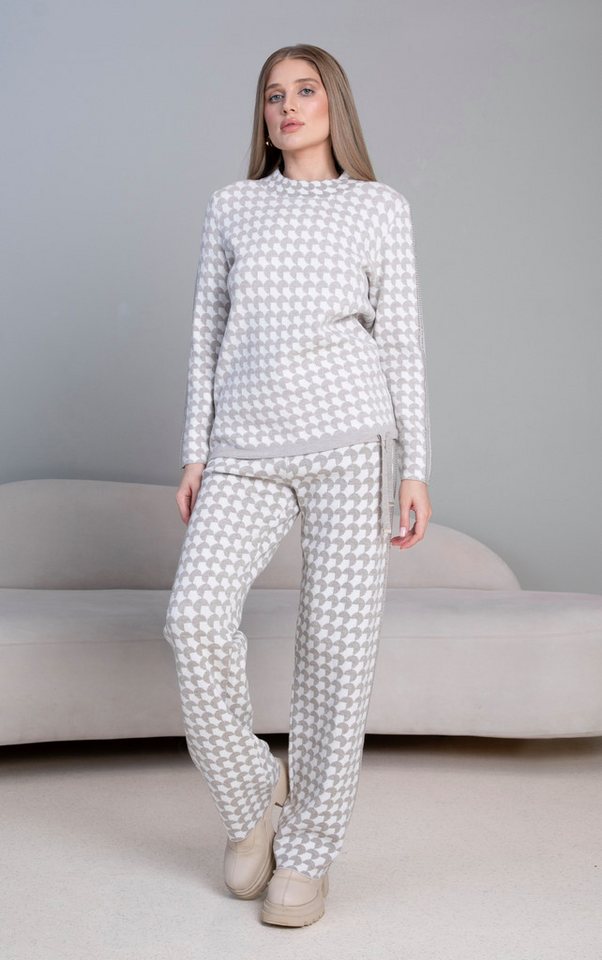 Passioni Strickhose mit geometrischem Muster in Hellgrau und Ecru Passioni Strickhose mit geometrischem Muster in Hellgrau und Ecru von Passioni