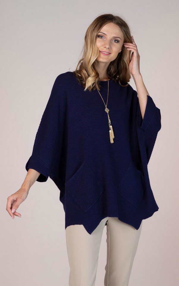 Passioni Strickponcho im Tunika-Stil, Einheitsgröße mit Taschen von Passioni