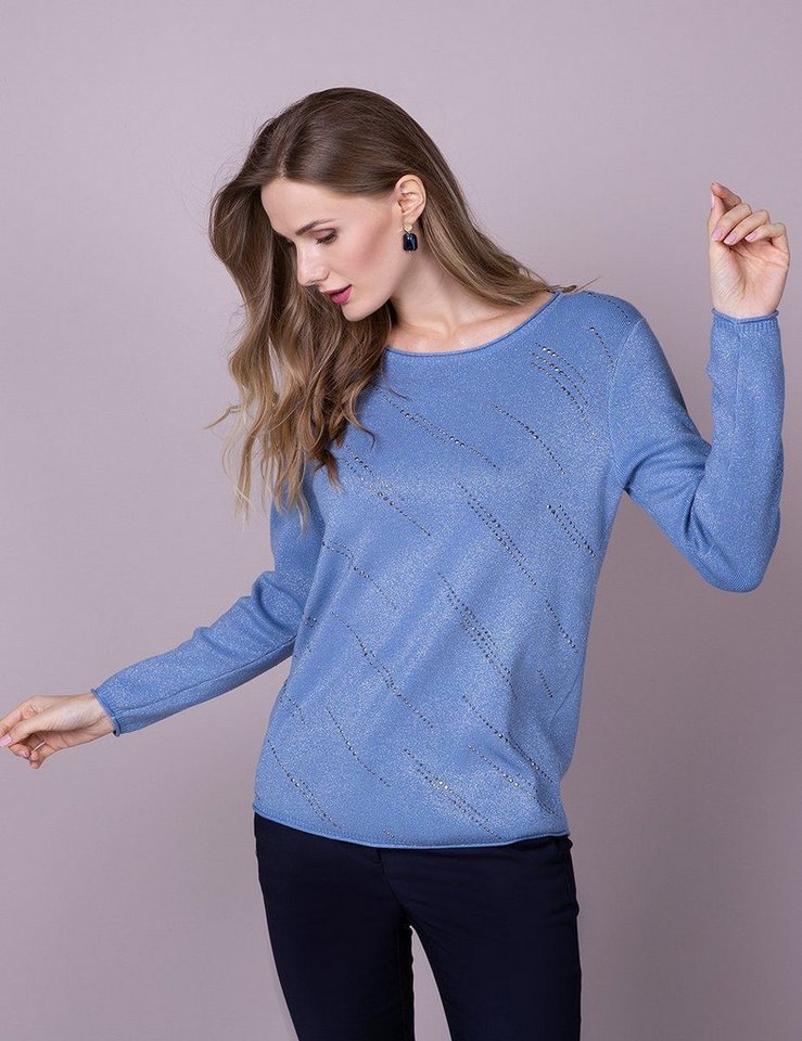 Passioni Strickpullover mit zartem Glitzermuster von Passioni