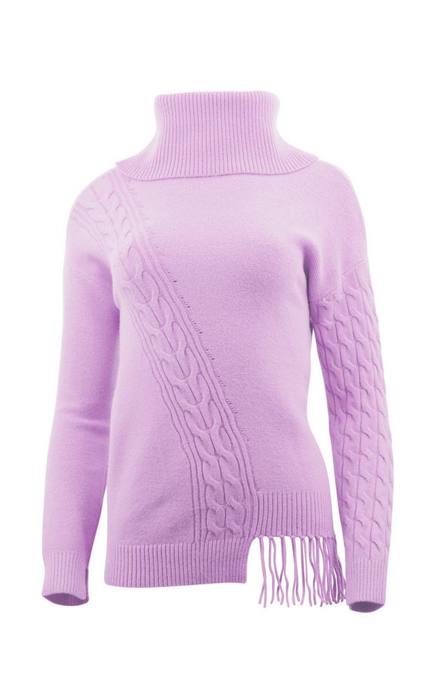 Passioni Rollkragenpullover mit Zopfmusterdetails und Fransen von Passioni