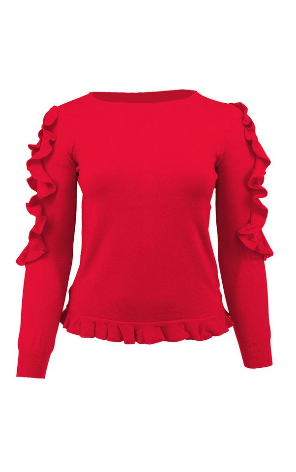 Passioni Strickpullover mit Volants und Spitzendetails an den Ärmeln von Passioni
