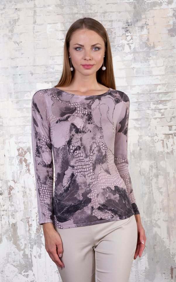 Passioni Strickpullover mit Blumen- und Strukturdruck von Passioni
