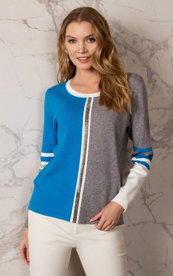 Passioni Strickpullover in Colorblock mit Strasssteinen von Passioni