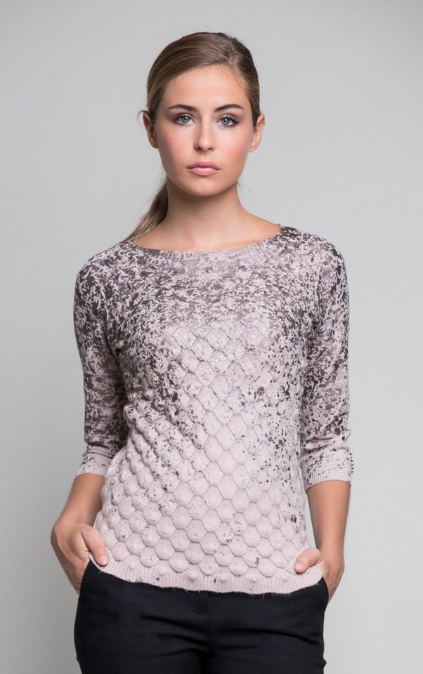Passioni Strickpullover mit 3/4-Ärmeln und Metallic-Folienverzierung von Passioni