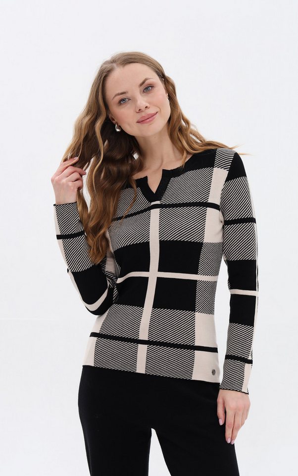 Passioni Strickpullover mit Karomuster von Passioni