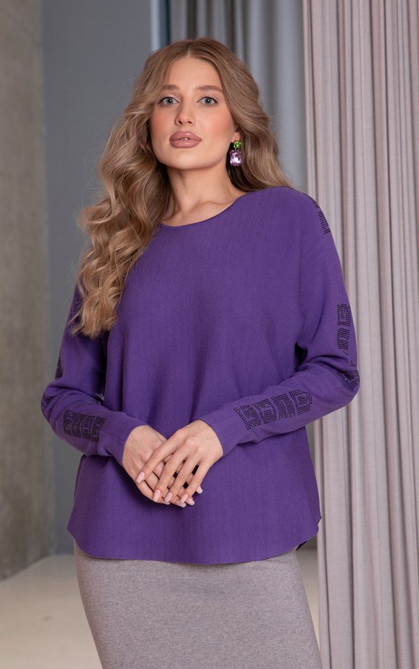 Passioni Strickpullover mit Rundhalsausschnitt und Strassdetails in locker Passform von Passioni