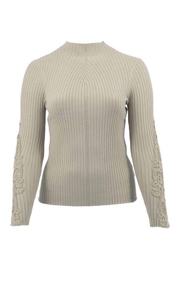 Passioni Strickpullover mit Spitzendetails an den Ärmeln und dezenten Strassdetails von Passioni