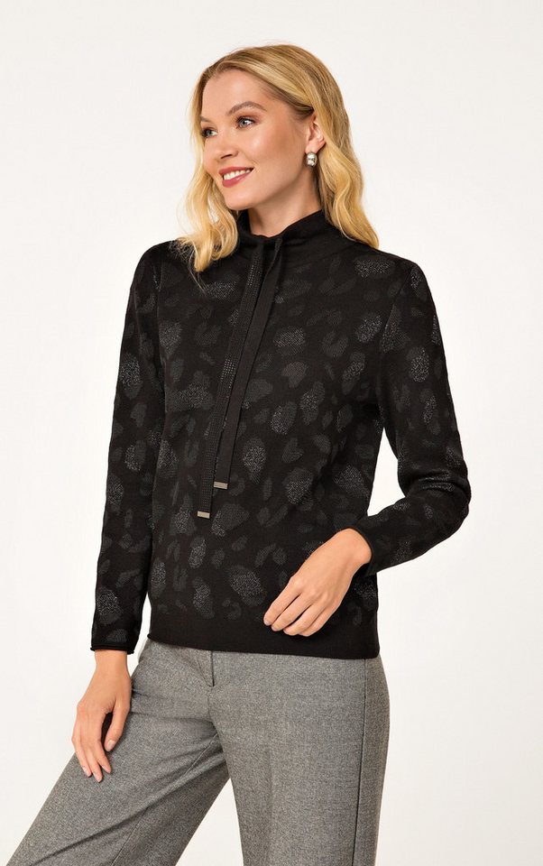 Passioni Strickpullover mit Stehkragen und Leoprint von Passioni