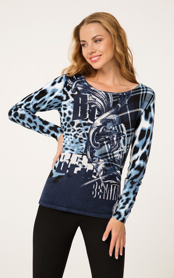 Passioni Strickpullover mit abstraktem Leo-Muster von Passioni