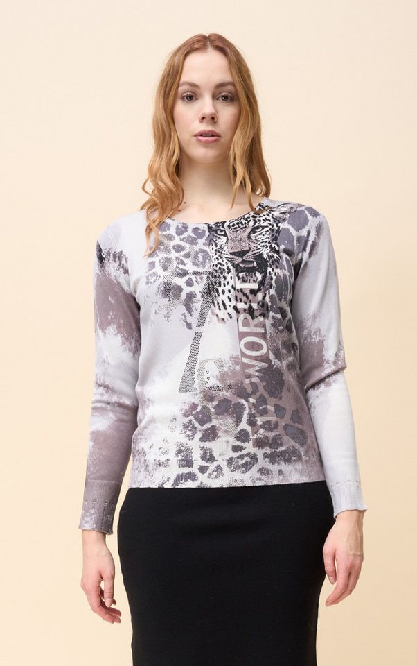Passioni Strickpullover mit abstraktem Tiermuster von Passioni