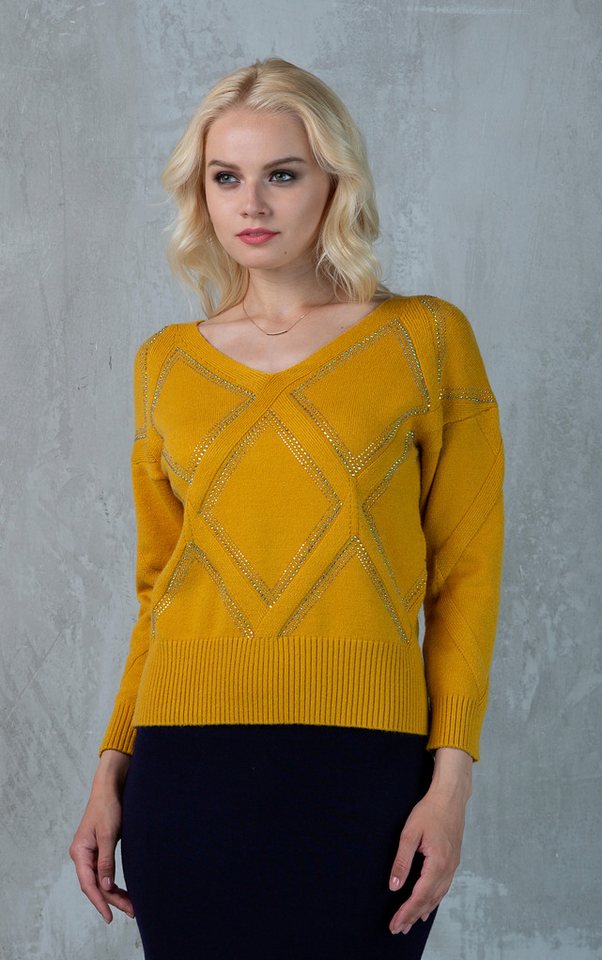 Passioni Strickpullover mit einem Rautenmuster aus Strasssteinen Passioni Strickpullover mit einem Rautenmuster aus Strasssteinen von Passioni