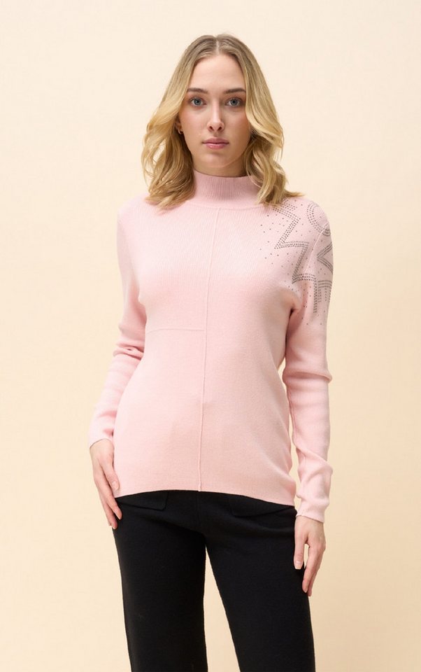 Passioni Strickpullover mit Strassmuster Detail und hohem Kragen von Passioni