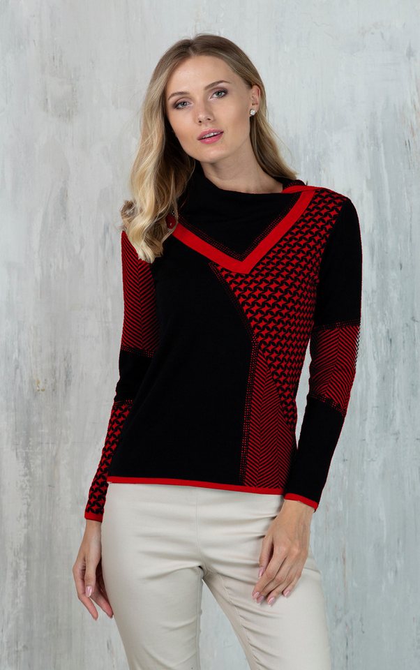 Passioni Strickpullover Pullover im Fischgräten- und Sternmuster Passioni Strickpullover Pullover im Fischgräten- und Sternmuster von Passioni
