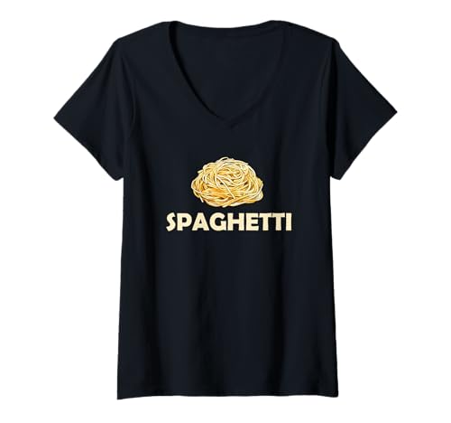 Damen Spaghetti-Pasta | Italienische Lebensmittelnudel T-Shirt mit V-Ausschnitt von Pasta | Italian Food Lovers Apparel