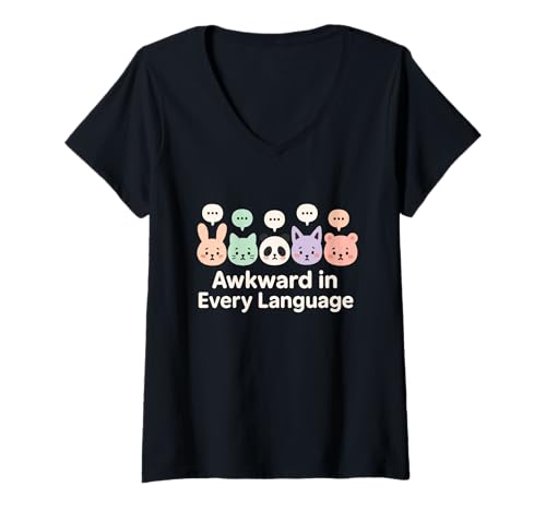 Damen Introvertierter Humor Socially Awkward Kawaii Awkward but Cute T-Shirt mit V-Ausschnitt Damen Introvertierter Humor Socially Awkward Kawaii Awkward but Cute T-Shirt mit V-Ausschnitt von Pastel Aesthetic Shy Girl Funny Introvert Gift