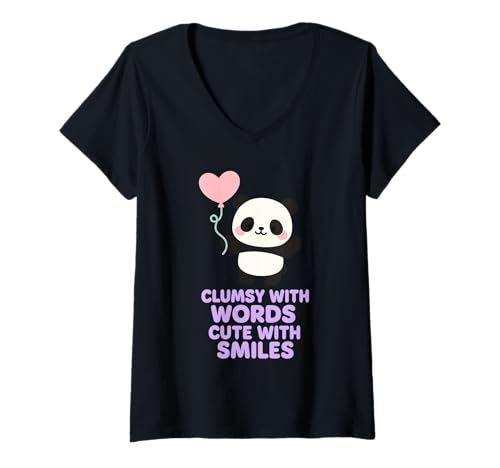 Damen Introvertierter Humor Socially Awkward Kawaii Awkward but Cute T-Shirt mit V-Ausschnitt Damen Introvertierter Humor Socially Awkward Kawaii Awkward but Cute T-Shirt mit V-Ausschnitt von Pastel Aesthetic Shy Girl Funny Introvert Gift