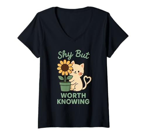 Damen Introvertierter Humor Socially Awkward Kawaii Awkward but Cute T-Shirt mit V-Ausschnitt Damen Introvertierter Humor Socially Awkward Kawaii Awkward but Cute T-Shirt mit V-Ausschnitt von Pastel Aesthetic Shy Girl Funny Introvert Gift
