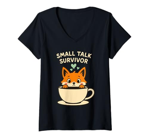 Damen Introvertierter Humor Socially Awkward Kawaii Awkward but Cute T-Shirt mit V-Ausschnitt Damen Introvertierter Humor Socially Awkward Kawaii Awkward but Cute T-Shirt mit V-Ausschnitt von Pastel Aesthetic Shy Girl Funny Introvert Gift