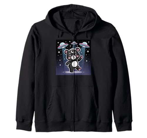Bär Alien UFOs Ästhetische Kawaii Goth Mädchen Kleidung Rosa Goth Kapuzenjacke von Pastel Goth Clothing Goth Accessories For Women