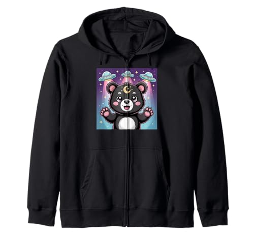 Bär Alien UFOs Ästhetische Kawaii Goth Mädchen Kleidung Rosa Goth Kapuzenjacke von Pastel Goth Clothing Goth Accessories For Women