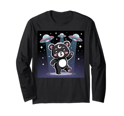 Bär Alien UFOs Ästhetische Kawaii Goth Mädchen Kleidung Rosa Goth Langarmshirt von Pastel Goth Clothing Goth Accessories For Women