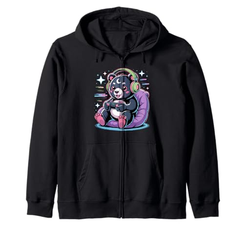 Gamer Bear Videospiel Kawaii Goth Girl Kleidung Pink Goth Kapuzenjacke von Pastel Goth Clothing Goth Accessories For Women